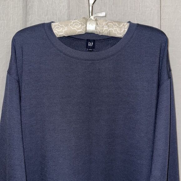 GAP M Indigo Crew French Terry Cloth Inner Athletic Crop Sweatshirt - Picture 3 of 11